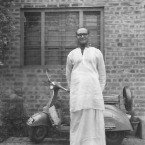 K P M Sundharam with Bajaj Vesoa in the rear